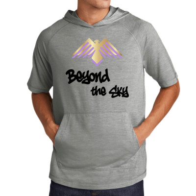 Beyond the Sky Spraypaint Short Sleeve Triblend Hoodie - Black Thumbnail
