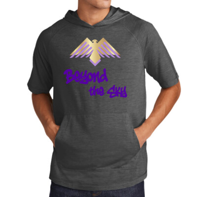Beyond the Sky Spraypaint Short Sleeve Triblend Hoodie - Purple Thumbnail
