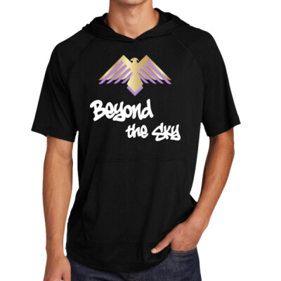 Beyond the Sky Spraypaint Short Sleeve Triblend Hoodie - White Thumbnail